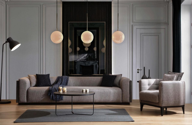 Salon Canapé 4 places Design Revêtement Canapé Moderne de Luxe neuf Marron