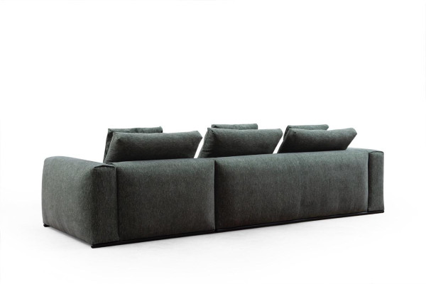 Sofa de salon 4 places Canapé moderne en tissu vert en bois