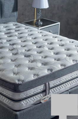 Ensemble de chambre à coucher Gris Lit Design Moderne de Luxe 2x Tables de chevet 3 pièces