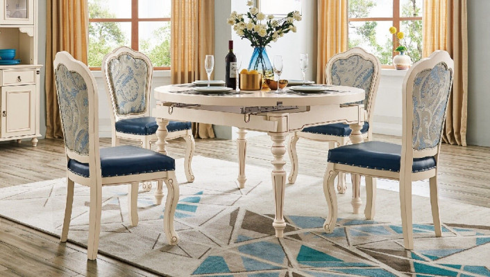 Ensemble de salle à manger classique Table avec 4 chaises Ensemble de chaises Tables en groupe 5 pièces