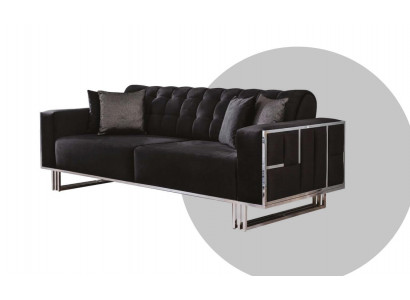 Canapé trois places en tissu noir meubles rembourrés Canapés Canapés Tapisserie noire