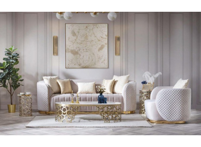 Canapé de luxe 3+1 Meubles Canapé Chesterfield Ensemble de canapés 2 pièces.