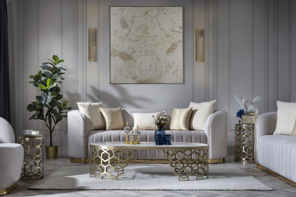 Canapé de luxe 3+1 Meubles Canapé Chesterfield Ensemble de canapés 2 pièces.