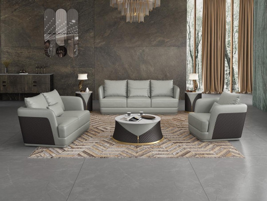Canapé design trois places en cuir, canapé rembourré, canapé moderne relaxant trois places.