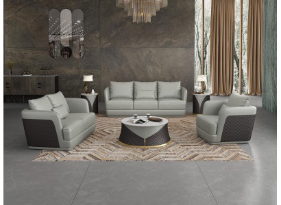 Canapé design trois places en cuir, canapé rembourré, canapé moderne relaxant trois places.