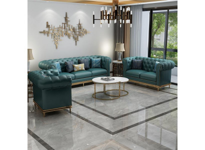 Canapé Chesterfield Canapé en tissu 3 places en cuir neuf