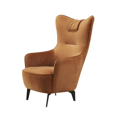 Fauteuil orange en cuir, fauteuil 76 x 80 cm, siège individuel, mobilier de design de luxe