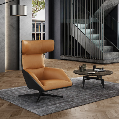 Meubles de luxe design Fauteuil moderne en cuir de 75 x 101 cm pour salon