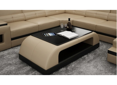 Table Basse en Verre Design Canapé Table Basse Table de Salon en Cuir Tabourets de Canapé