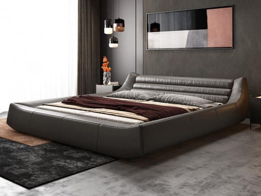 Lit double de designer Lits doubles Moderne Hôtel Lit en cuir et tissu Lit double