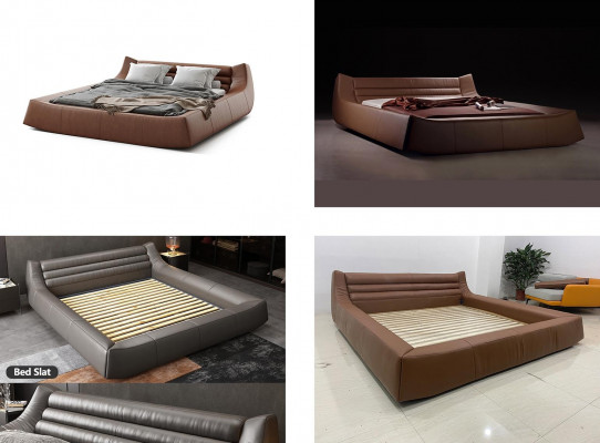 Lit double de designer Lits doubles Moderne Hôtel Lit en cuir et tissu Lit double