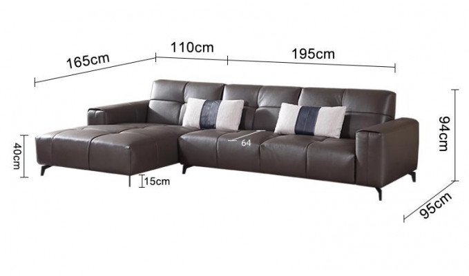Design Esk Canapé d'angle en forme de L Moderne Canapés Canapé en cuir Canapé Siège Paysage vivant