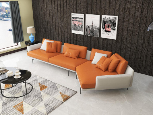 Canapé d'angle en forme de L en tissu Canapé Salon Suite Paysage Design Moderne Nouveau Canapé