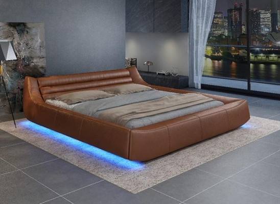 Revêtement de lit Design Luxe Lits Doubles d'hôtel Chambre de Repos en Cuir Tissu Moderne