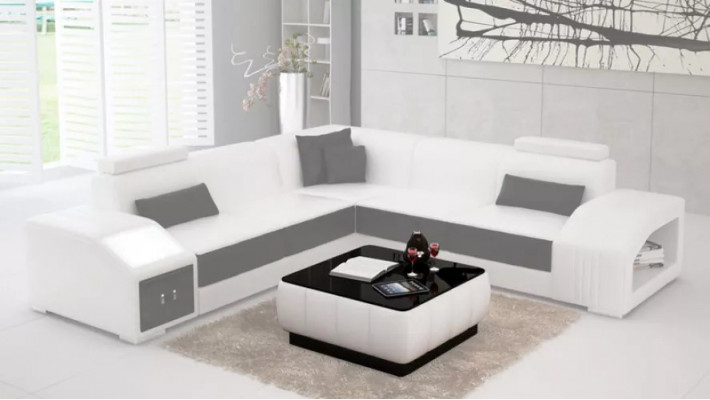 Revêtement en cuir Design Canapé d'angle Sofa Canapé en L Forme de vie Paysage de vie Salon Canapé d'angle