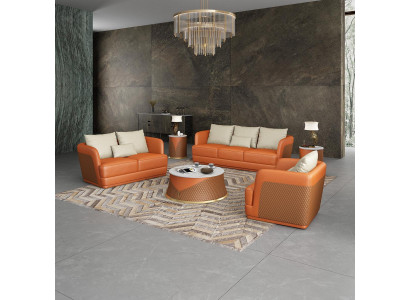 Design de canapé de luxe Canapé Rembourrage Canapés Modernes 3 Places Trois Places Orange Grande XXL