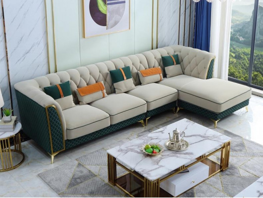 Canapé d'angle design en forme de L Canapé en cuir Canapé Salon Suite Salon Design Canapé Moderne