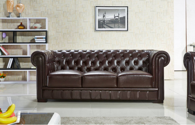 Canapé trois places revêtement canapé design moderne canapés 3 places chesterfield marron.