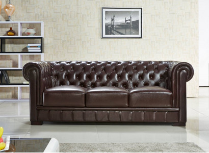 Canapé trois places revêtement canapé design moderne canapés 3 places chesterfield marron.