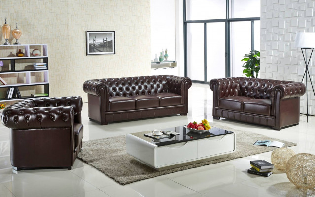 Canapé trois places revêtement canapé design moderne canapés 3 places chesterfield marron.
