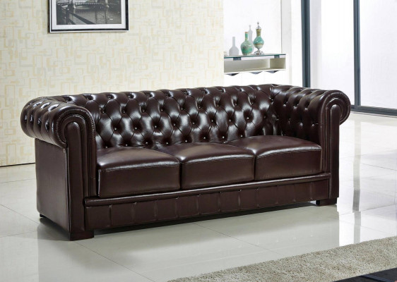 Canapé trois places revêtement canapé design moderne canapés 3 places chesterfield marron.
