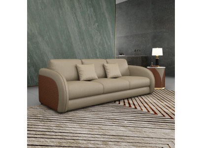 Canapé trois places en tissu de design pour salon moderne, canapés 3 places, mobilier de salon beige.