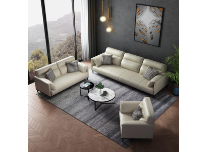 Sofa de salon luxueux Ensemble de canape 3+2+1 Suite en cuir Tissu de canapés en tissu