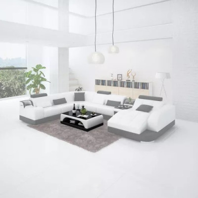 Salon Design Canapé d'angle Mobilier Moderne Canapé d'angle en cuir Canapé rembourré