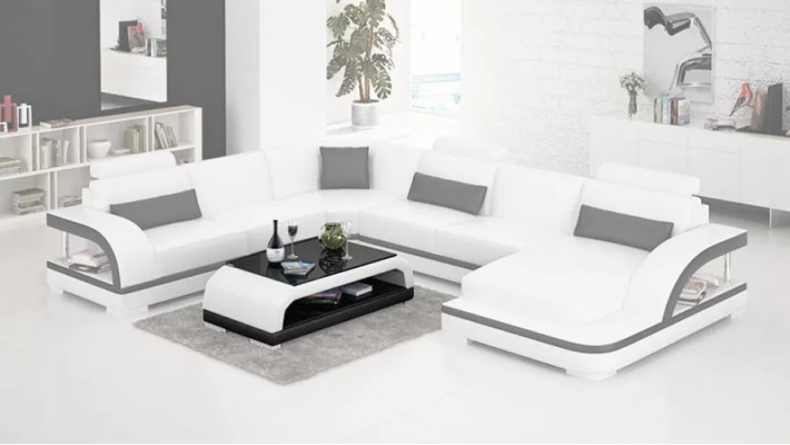 Canapé d'angle design Salon Décoration Mobilier Moderne Canapé d'angle en cuir Canapé rembourré