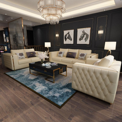 Ensemble de canapés en cuir 3+2+1 places, Chesterfield