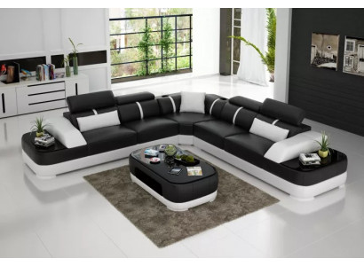 Conception Meubles Canapé d'angle Canapé d'angle Salon Revêtement en cuir Canapé Sofa
