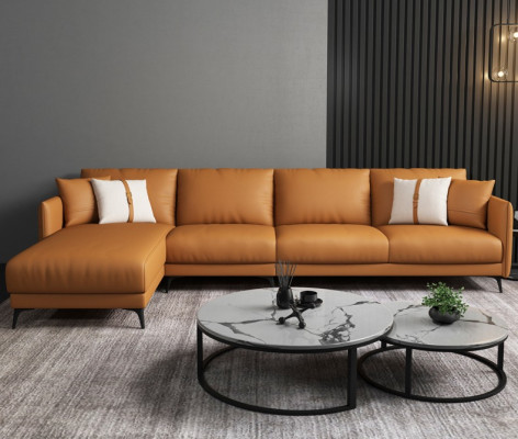 Canapé d'angle + Fauteuil Canapé en cuir Canapé Paysage de vie Suite Design Moderne Siège de Canapé