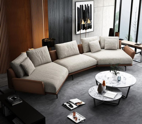Canapé moderne Canapé d'angle Forme en U Mobilier rembourré Salon Canapé en cuir Canapé d'angle