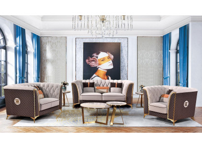 Canapé en cuir Canapé design Ensemble de canapés 3-2-1 places Canapé moderne Paysage de vie nouveau