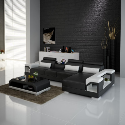 Canapé Canapé d'angle Cuir Paysage de vie Suite Conception Moderne Canapé en forme de L avec USB
