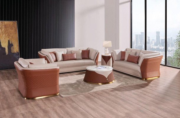 Paysage vivant Canapé Rembourrage Ensemble de canapés 3+2+1 place Table d'appoint Table basse