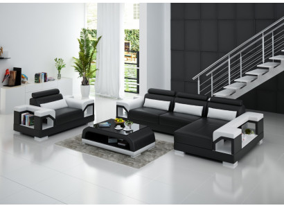 Paysage vivant Canapé d'angle en forme de L Fauteuil Ensemble Suite Canapé moderne Canapé en cuir nouveau