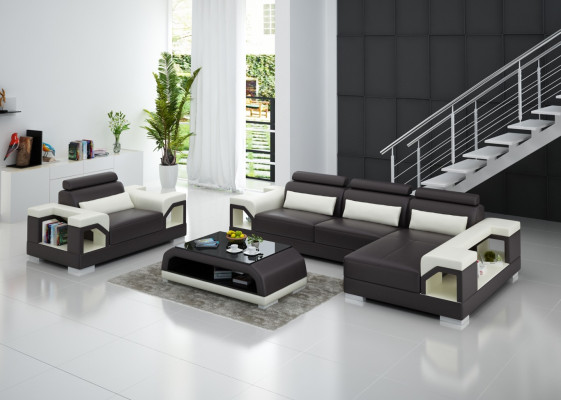 Paysage vivant Canapé d'angle en forme de L Fauteuil Ensemble Suite Canapé moderne Canapé en cuir nouveau