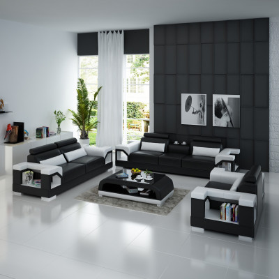 Canapé en cuir Canapé Ensemble de canapés 321 Suite Design Moderne Canapé USB Canapés 2 places