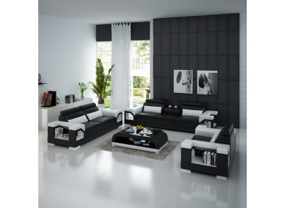 Canapé en cuir Canapé Ensemble de canapés 321 Suite Design Moderne Canapé USB Canapés 2 places