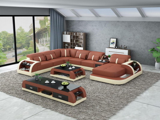 Canapé en cuir Design Suite d'angle Canapé d'angle Salon de luxe Paysage de vie de canapé conduit de canapé Rembourrage