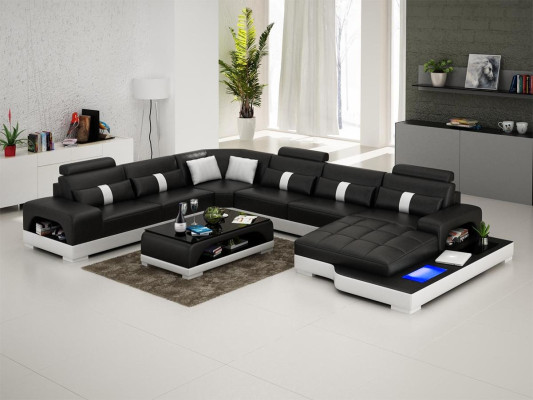 Coin canapé d'angle en cuir design canapé de luxe paysage de vie conduit canapé canapé rembourrage canapé d'angle