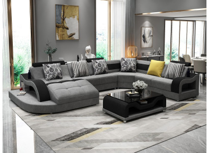 Canapé d'angle Canapé en U Canapé en tissu Designer Tissu Grand Canapé en tissu Paysage vivant