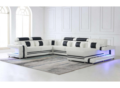Canapé d'angle à forme de U Canapé Tissu Designer Grand canapé en cuir Paysage vivant