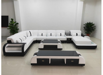 Paysages vivants Canapé d'angle Canapé Suite Meubles en cuir Siège Canapé d'angle Son USB