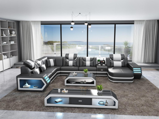 Canapé d'angle rembourré du paysage de vie de gefAll suite d'angle canapés sofas usb led