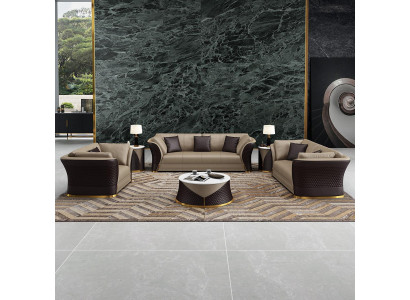 Ensemble de sièges 3+2+1 places Canapés Design Rembourrés Cuir Relax Moderne Neuf Marron