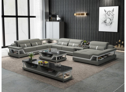 Paysage vivant Canapé d'angle en forme de U Table basse Buffet Design Paysage vivant 3 pièces