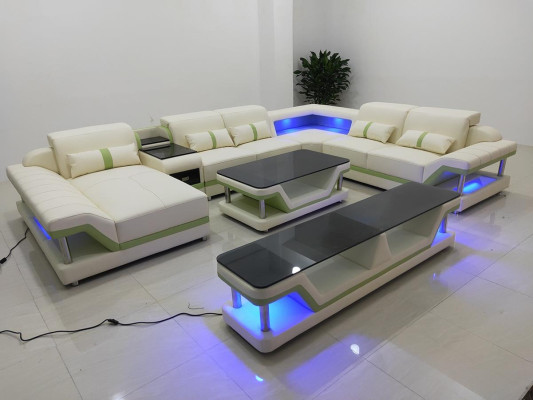 Conception moderne Paysage vivant Canapé d'angle Canapé Canapé Rembourrage Meuble TV Table basse Cuir