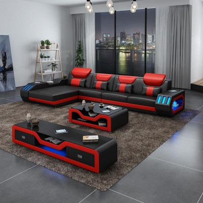 Paysage de vie Canapé d'angle en L + Table basse + Buffet Design Paysage de vie